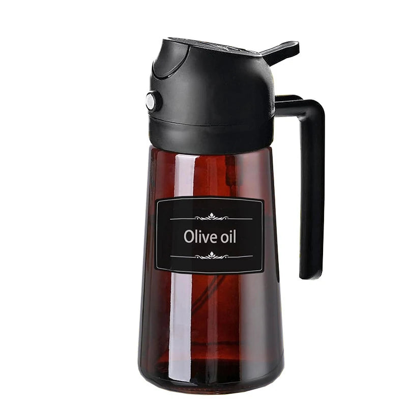 2 In 1 Pour Spray Sprayer Kitchen Glass Oil Kettle 470ml Olive Oil Dispenser Healthy Oil Control Kitchen Gadgets for BBQ