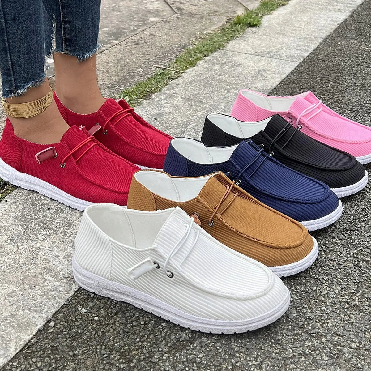 New Women Casual Comfortable Flat Shoes Women Solid Lace-up Loafers Women Fashion Sports Shoes Zapatos De Mujer 2025