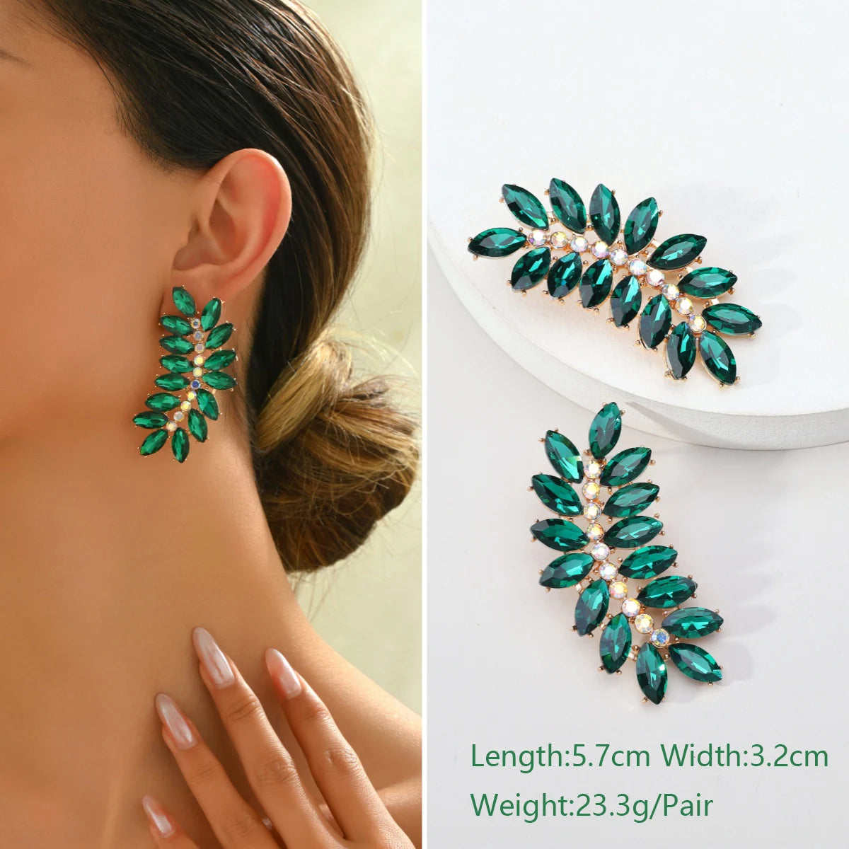 1 Pair Elegant Luxury Rhinestone Floral Earrings Women's Vintage Jewelry Party Prom Banquet Formal Accessories