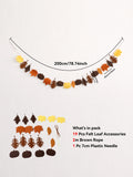 Fall Felt Maple Oak Leaf Garland Pom Banner Thanksgiving Harvest Fireplace Window Farmhouse Home Wall Hanging Party Decor