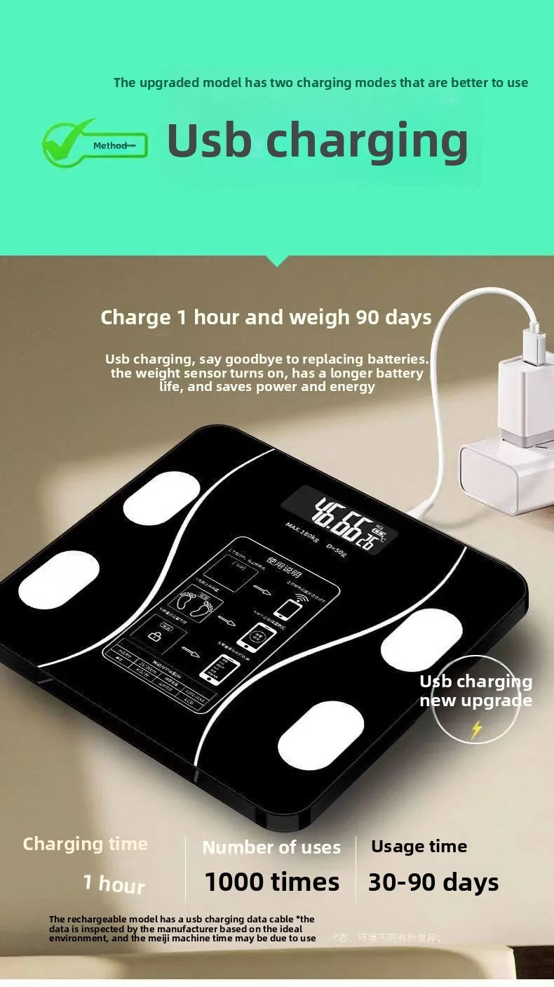 Rechargeable Smart Electronics Body Weighing & Fat Scale A Must-have Body Scale for Bathroom Home Gift for Weight Loss Exercises