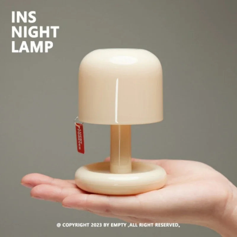USB Rechargeable Mini Mushroom LED Lamp Sunset Ambient Night Light Portable Table Lamp For Bedroom Bedside Decoration  Clearance
