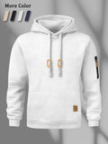 New Autumn Men's Hoodie Waffle Pattern Long Sleeve Sweatshirt Solid Color Casual Warm Pullover Outdoor Sportswear Men's Clothing