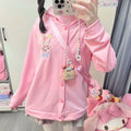 Japanese Cartoon Mp Embroidery Daughter Clothing Jojifuku Cute Hoodies Women Autumn New All Match Single-breasted Cardigan