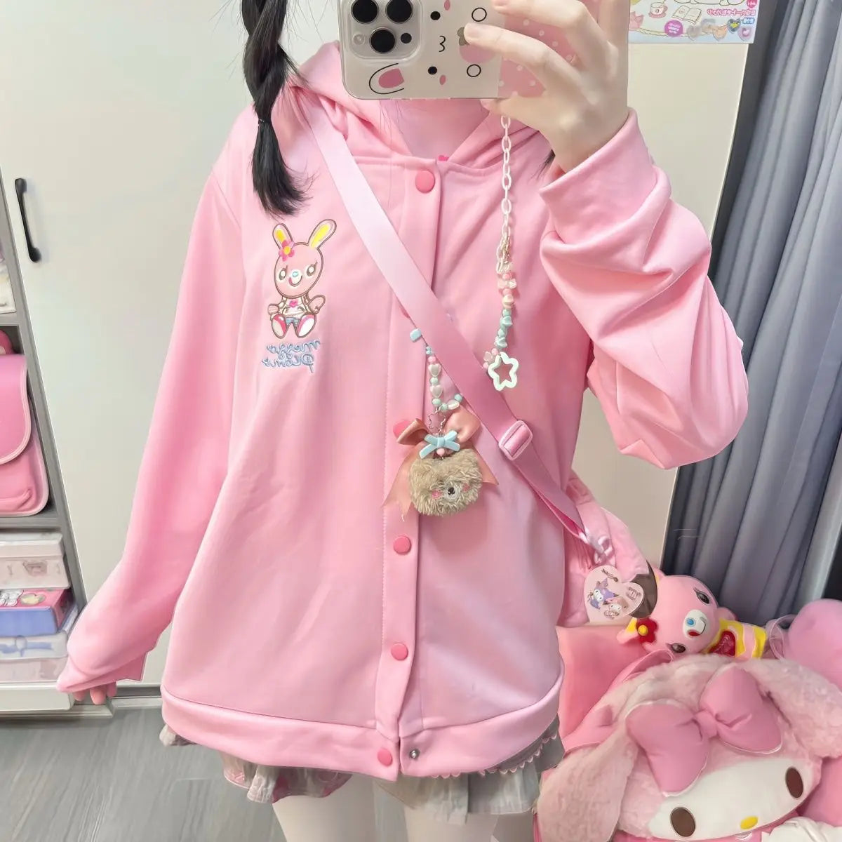 Japanese Cartoon Mp Embroidery Daughter Clothing Jojifuku Cute Hoodies Women Autumn New All Match Single-breasted Cardigan