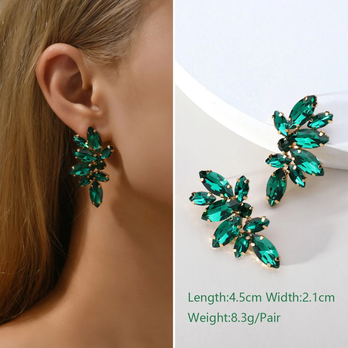 1 Pair Elegant Luxury Rhinestone Floral Earrings Women's Vintage Jewelry Party Prom Banquet Formal Accessories