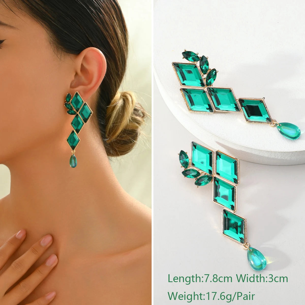 1 Pair Elegant Luxury Rhinestone Floral Earrings Women's Vintage Jewelry Party Prom Banquet Formal Accessories