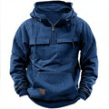 Autumn Winter Hoodies Men half-zip Patchwork Warm Fleece Sweatshirts Multi Pockets Male Fashion casual pullover Outdoor Hoodie