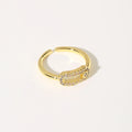Golden Plated Open Adjustable Ring with Synthetic Zircon Paperclip Charm for Women Minimalist Trendy Statement Jewelry Gift