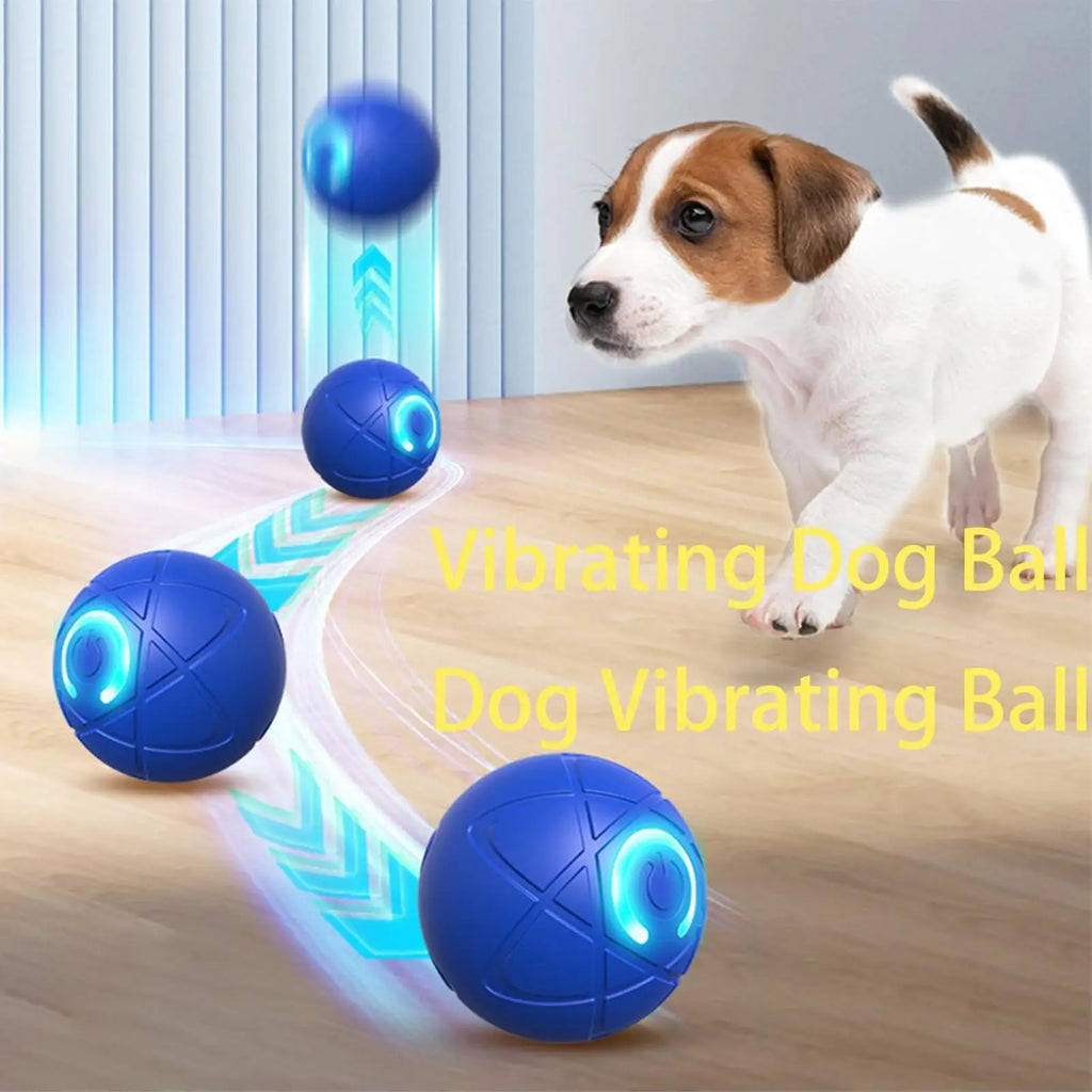 Electric Rolling Ball Dog Toy Vibrating Rolling Puppy Ball Smart Interactive Pet Toy Ball with LED Light USB Charging Rolling