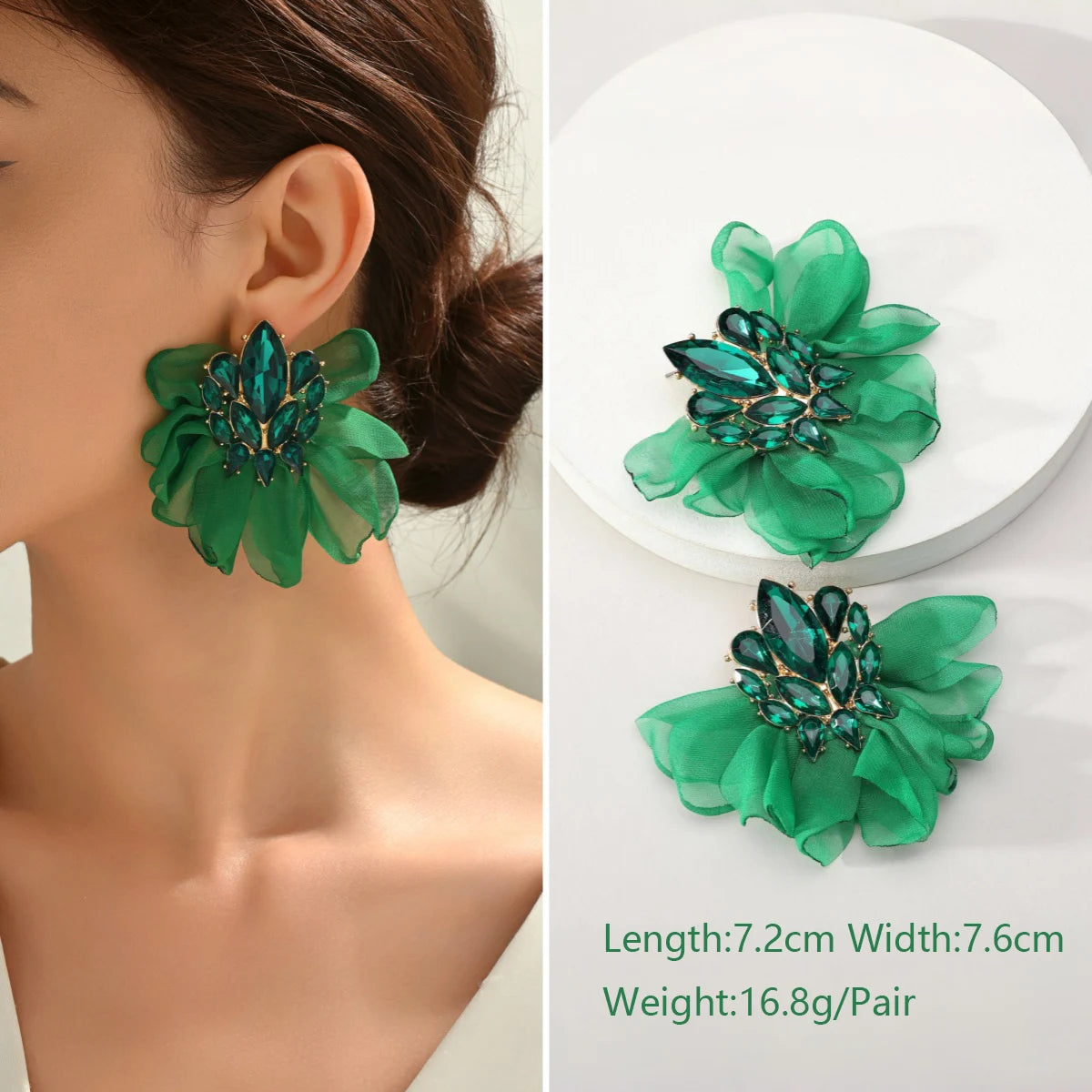 1 Pair Elegant Luxury Rhinestone Floral Earrings Women's Vintage Jewelry Party Prom Banquet Formal Accessories