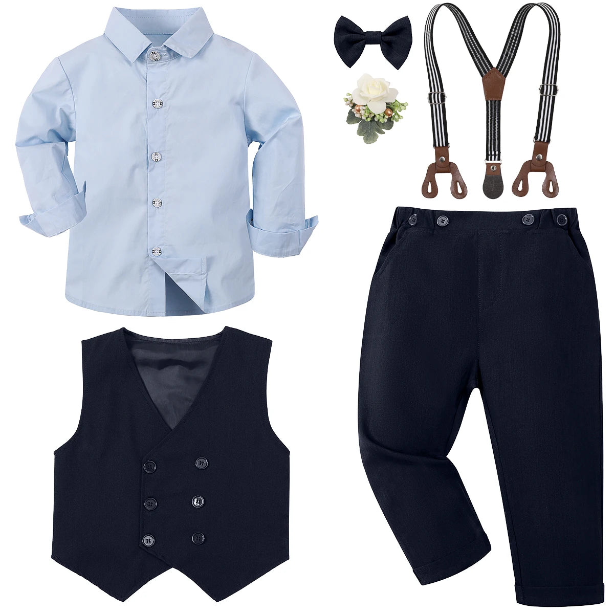 Baby Boy Clothes Toddler Wedding Outfit Set Kid Easter Church Suit Infant Chrimas Halloween Xmas Formal Birthday Party Gift 6PCS