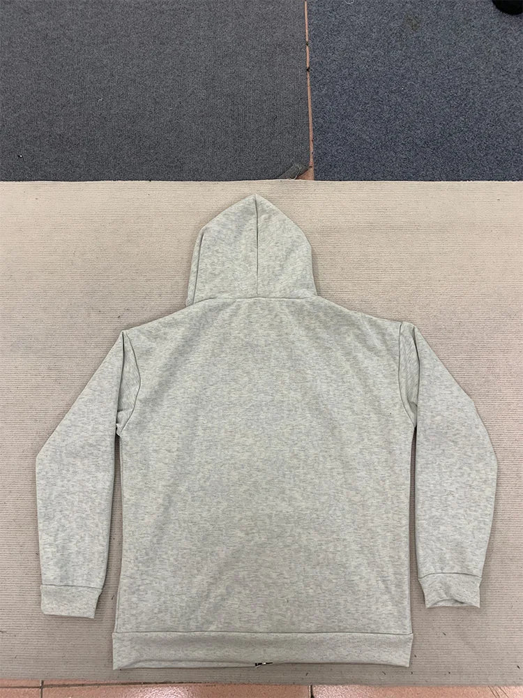 Autumn Winter Leopard Grey Double Sided Zipper Hoodie Men's Casual High Street Warmth Hoodie Men's Autumn Clothing