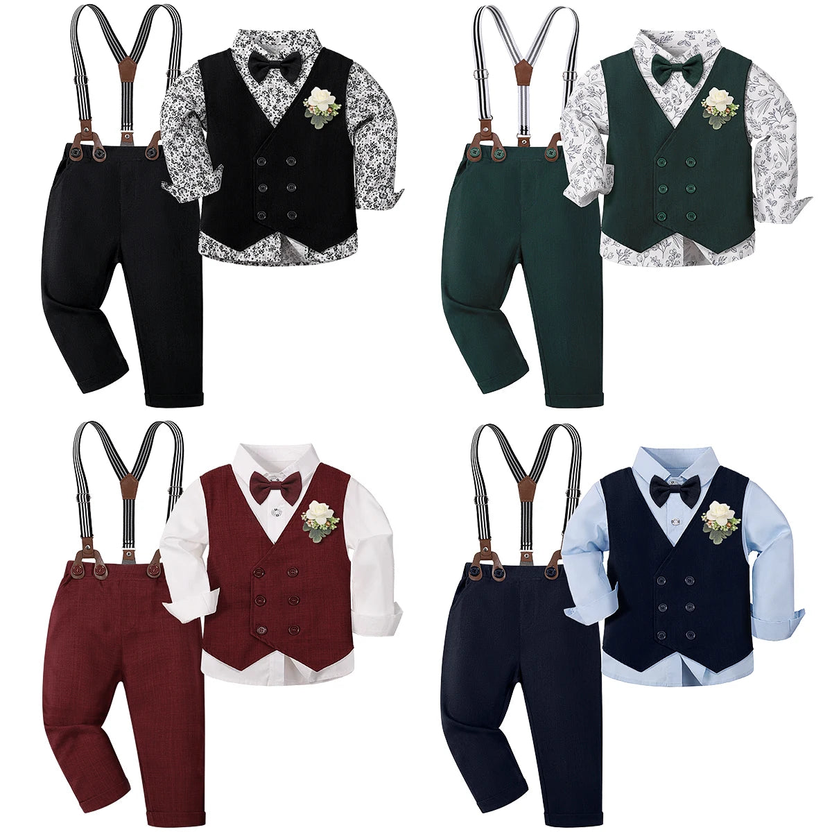 Baby Boy Clothes Toddler Wedding Outfit Set Kid Easter Church Suit Infant Chrimas Halloween Xmas Formal Birthday Party Gift 6PCS