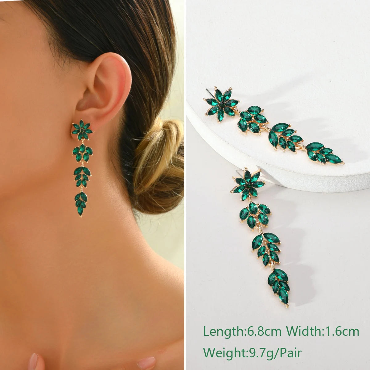 1 Pair Elegant Luxury Rhinestone Floral Earrings Women's Vintage Jewelry Party Prom Banquet Formal Accessories