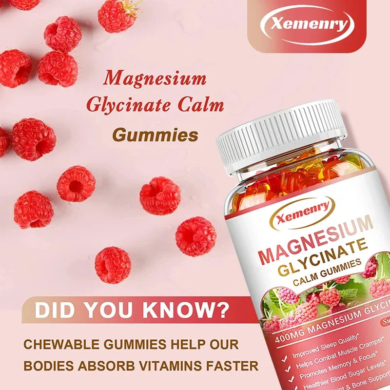 Magnesium Glycinate Gummies Calm Relieves Stress Support Sleep Support Memory Concentration & Muscle Spasms