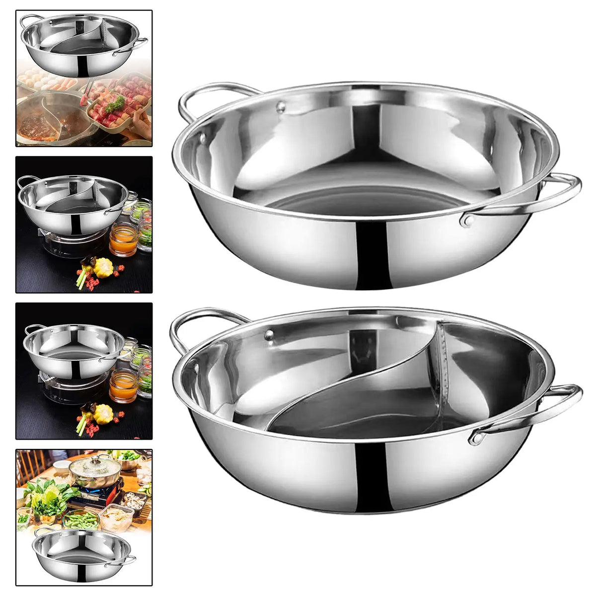 Stainless Steel Hot Pot for Induction Cooker Shabu Shabu Pot Kitchen Cookware for Thanksgiving Celebrations Kitchen Barbecue