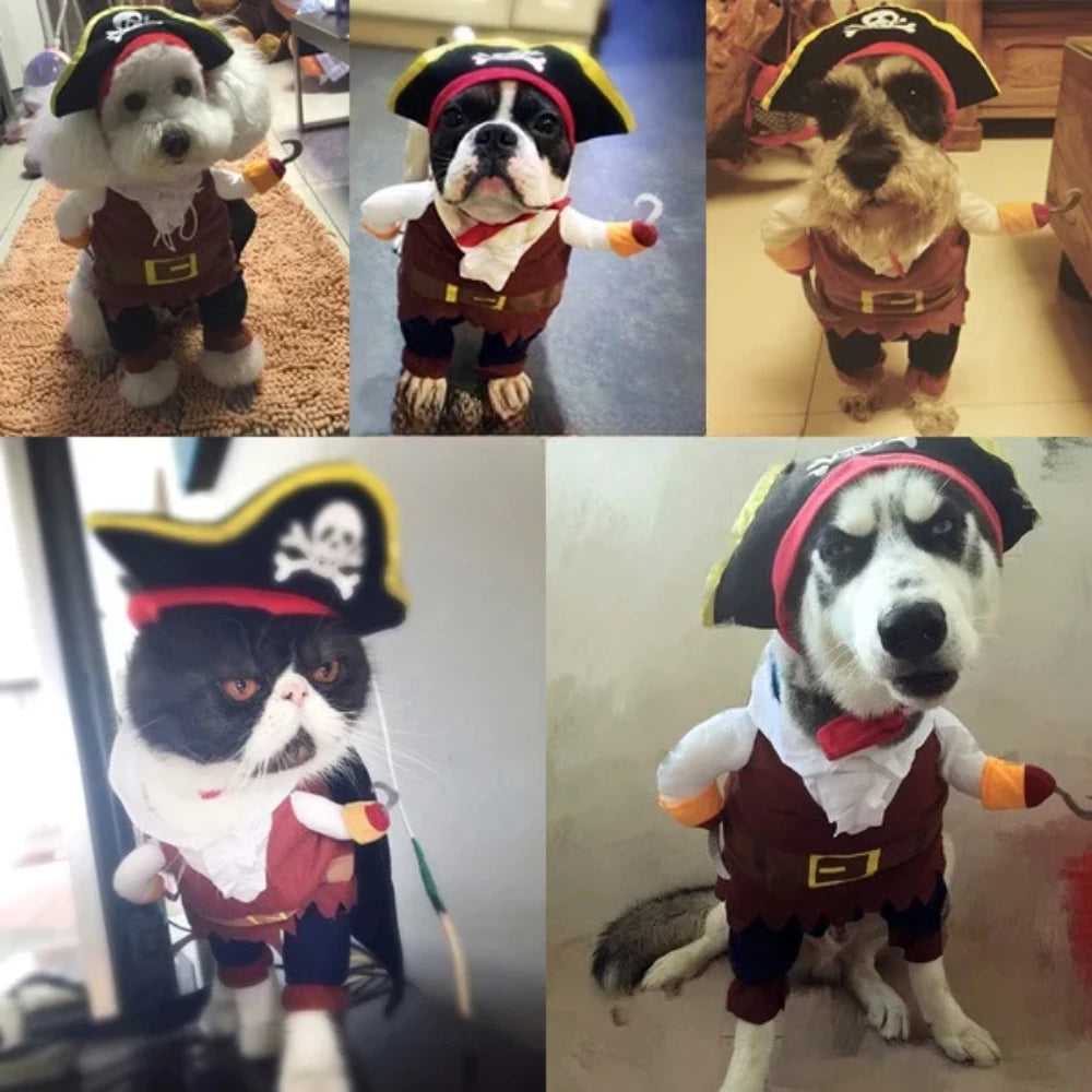 Pet Pirate Transformation Dog Clothes Set Pirate Transformation Teddy Dog Clothes Halloween Costumes