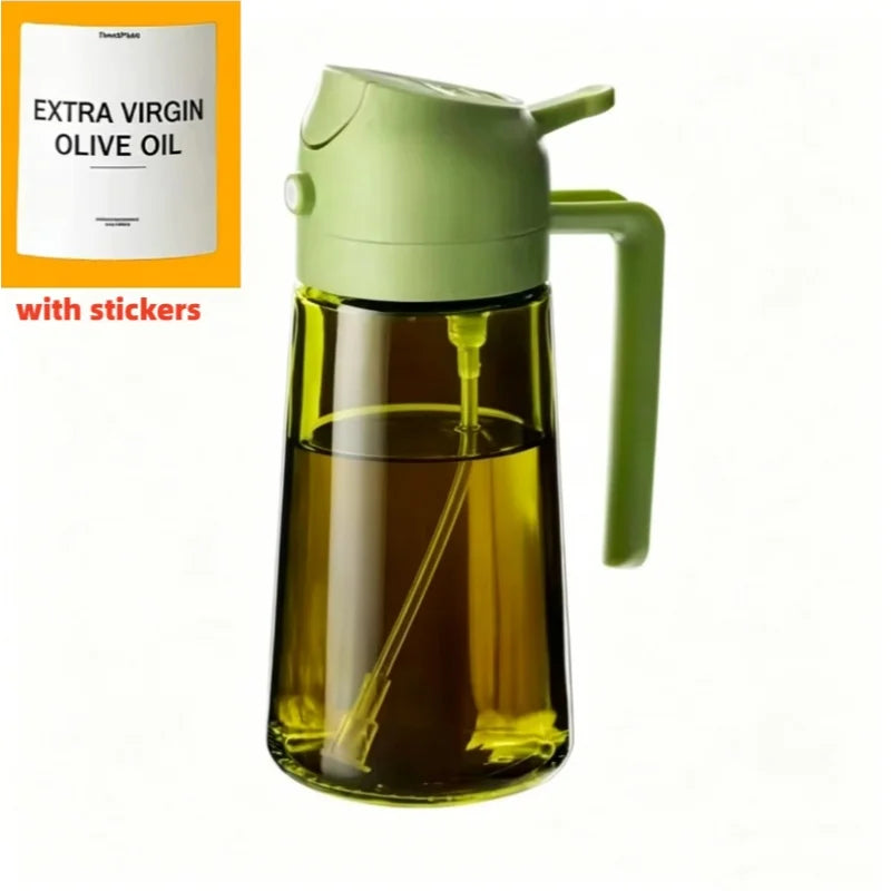 2 In 1 Pour Spray Sprayer Kitchen Glass Oil Kettle 470ml Olive Oil Dispenser Healthy Oil Control Kitchen Gadgets for BBQ