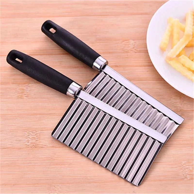 Potato Cutter Stainless Steel Wavy Knife Potato Chip Slicer Dough Vegetable Fruit Chopper Fry Maker Tools Kitchen Gadgets