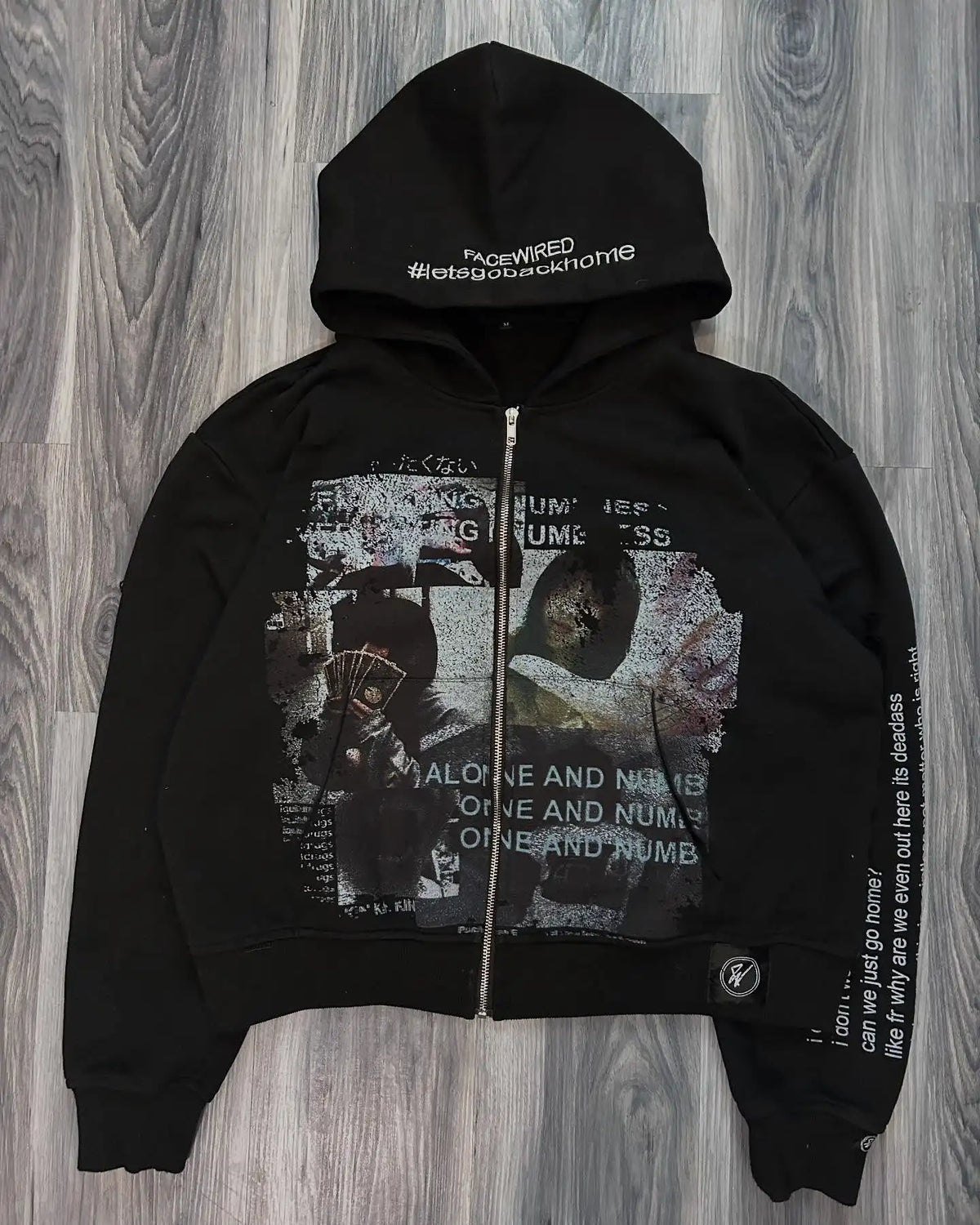 Harajuku Casual Letter Zip Oversized Hoodie Grunge Streetwear Gothic Sweatshirt Hoodies Women Tops Men Clothing Goth Y2k Clothes
