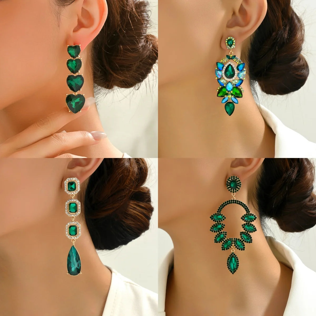 1 Pair Elegant Luxury Rhinestone Floral Earrings Women's Vintage Jewelry Party Prom Banquet Formal Accessories