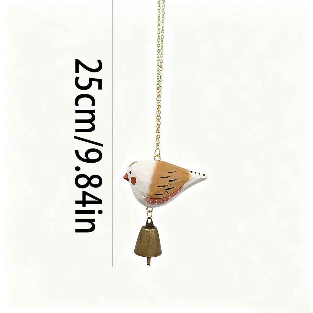 1Pc Hanging Wind Chime, Unique Hand-Carved Wooden Bird Statue Ornament, Painted Wooden Bird Sculpture, Home Decoration, Hanging Decoration, Outdoor Garden Decoration, Exquisite Craftsmanship, Unique Holiday Gift, Thanksgiving