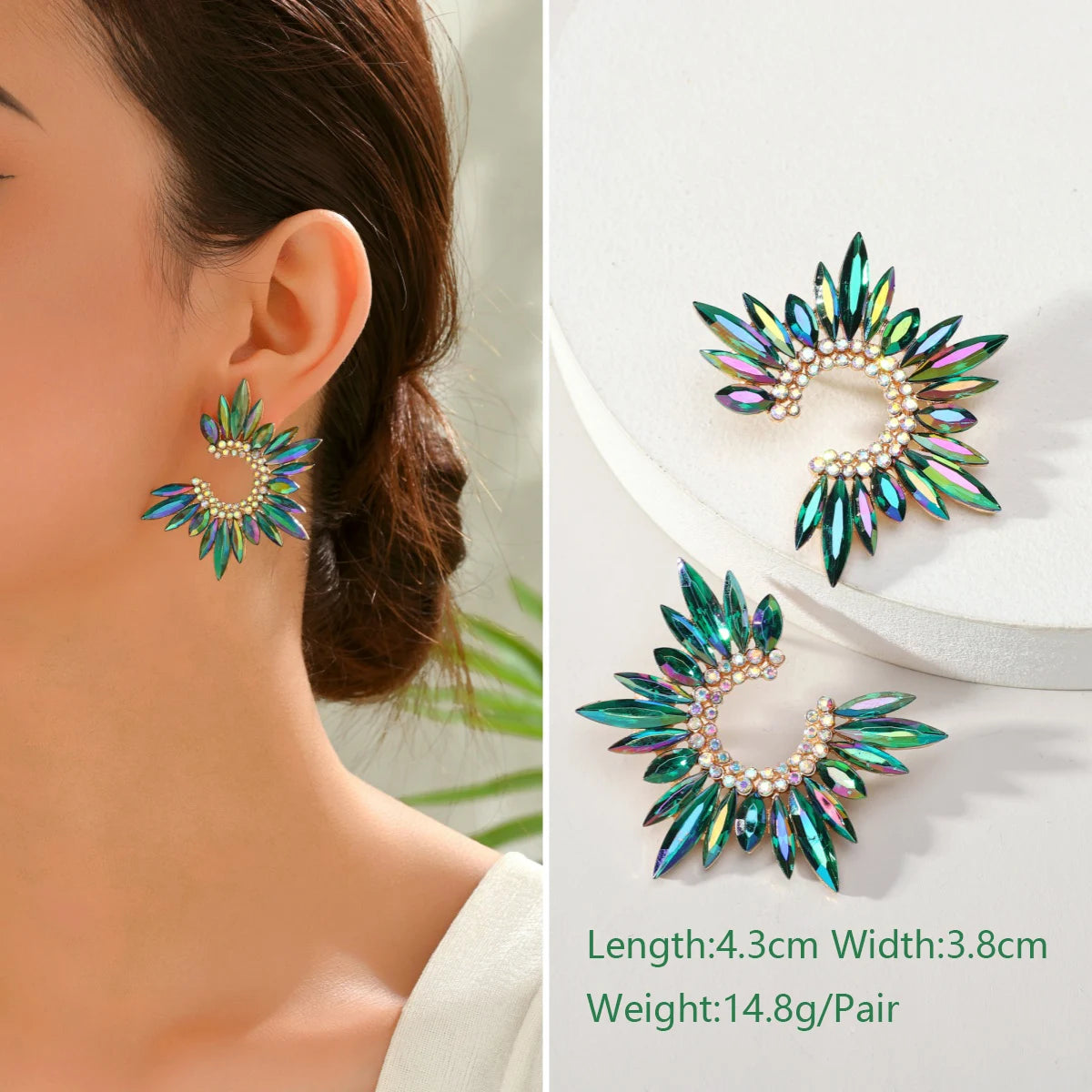 1 Pair Elegant Luxury Rhinestone Floral Earrings Women's Vintage Jewelry Party Prom Banquet Formal Accessories