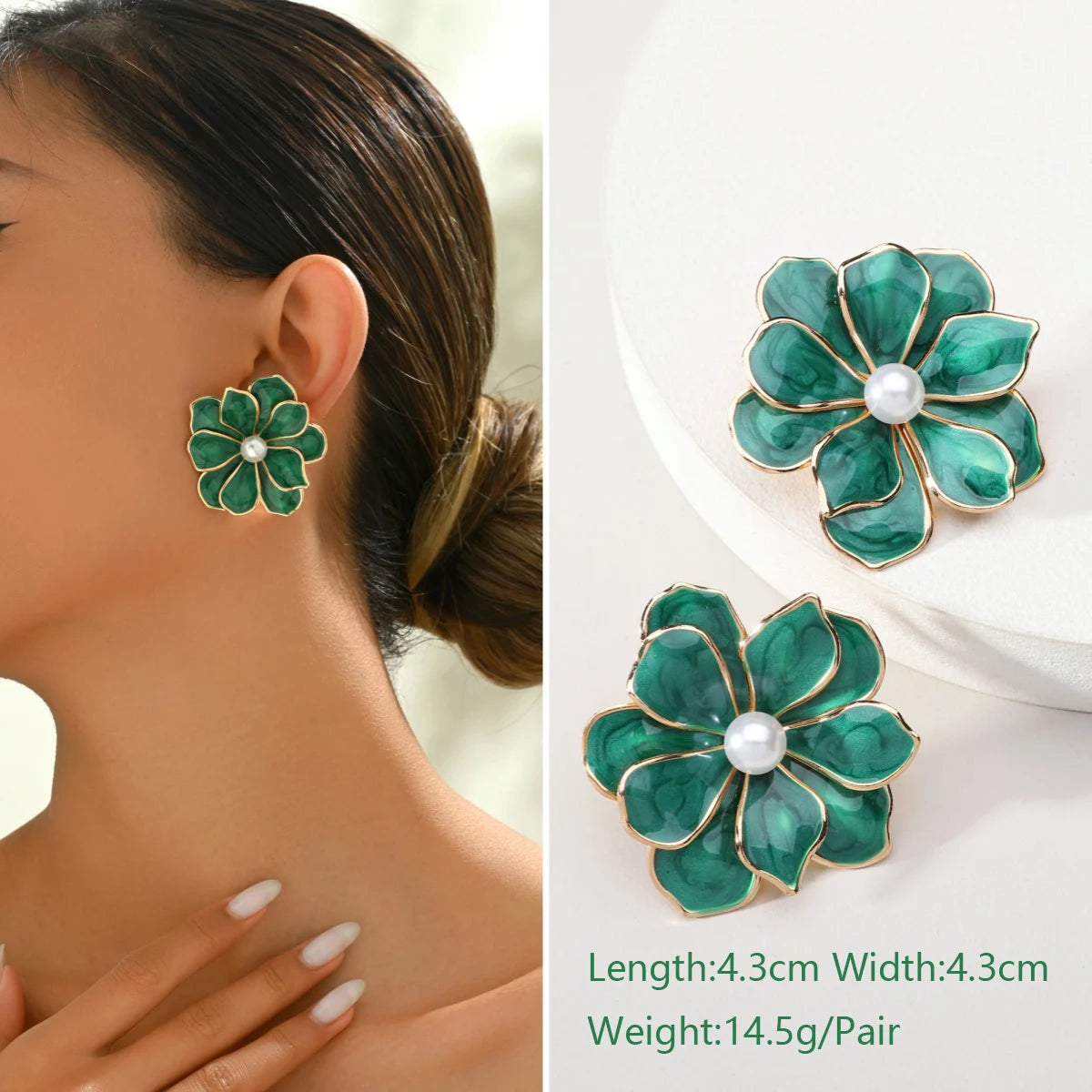 1 Pair Elegant Luxury Rhinestone Floral Earrings Women's Vintage Jewelry Party Prom Banquet Formal Accessories