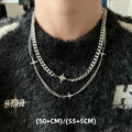 Titanium Steel Double-Layer Layered Star Necklace For Man Woman Hip-Hop Non Fading Sweater Clavicle Chain Couple Jewelry