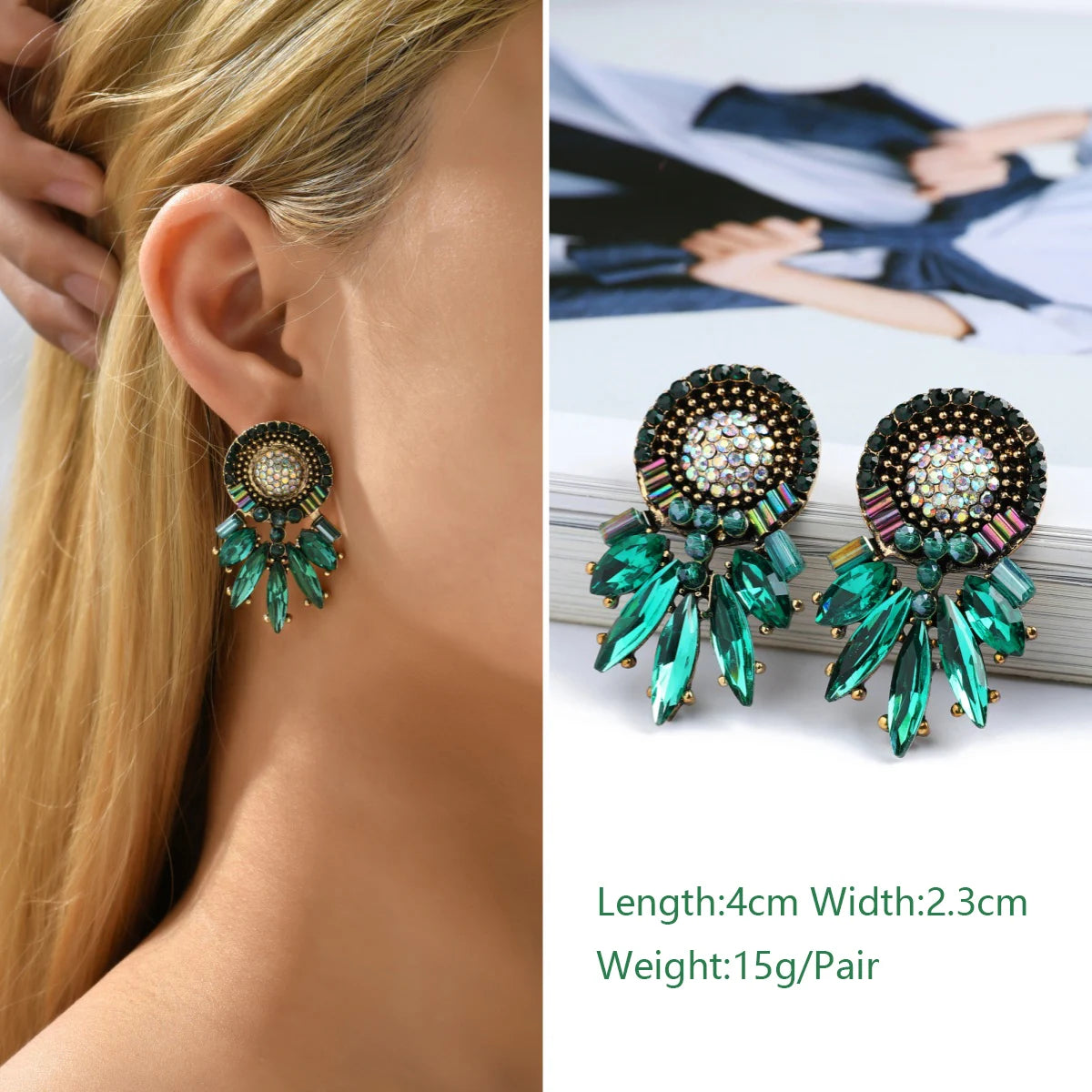 1 Pair Elegant Luxury Rhinestone Floral Earrings Women's Vintage Jewelry Party Prom Banquet Formal Accessories