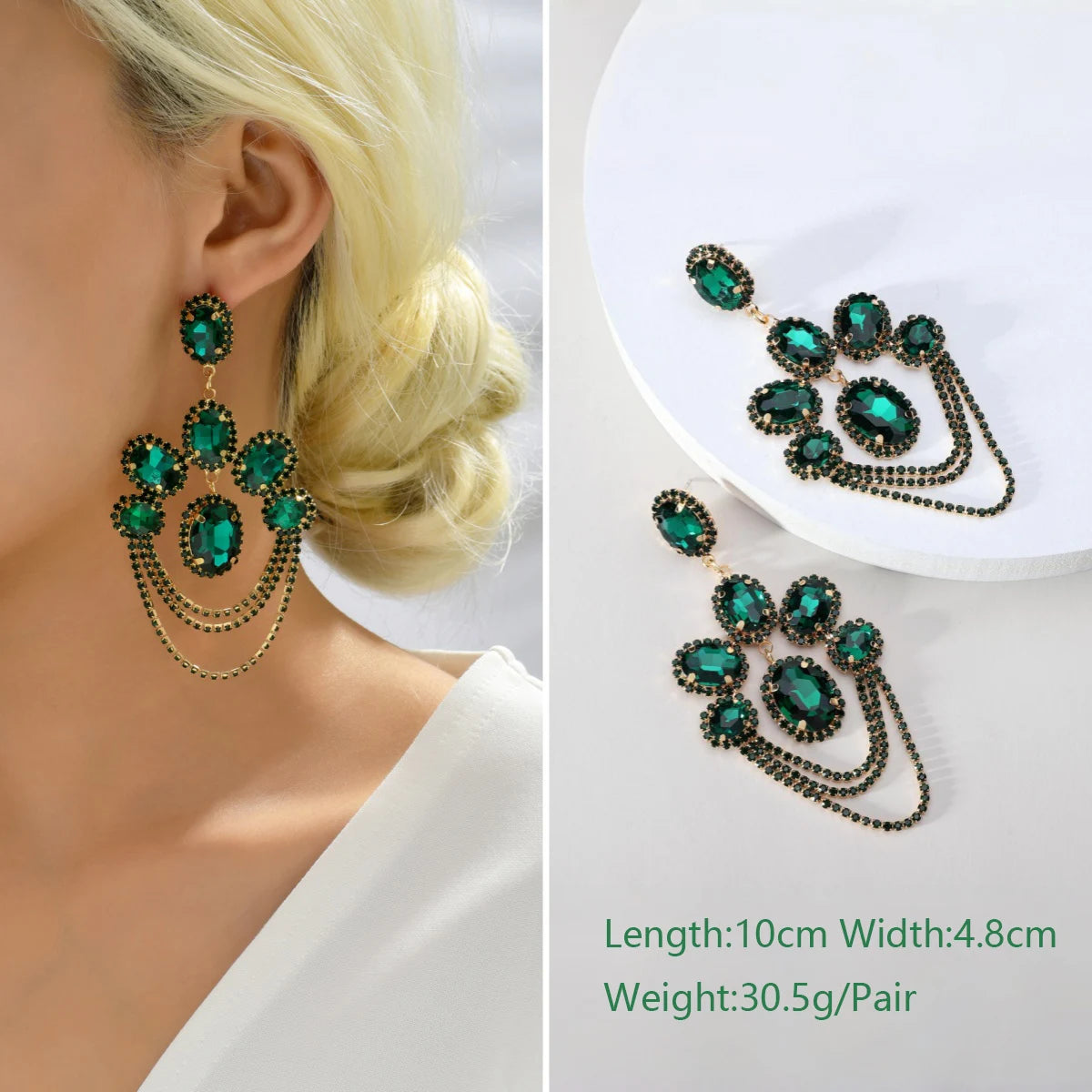 1 Pair Elegant Luxury Rhinestone Floral Earrings Women's Vintage Jewelry Party Prom Banquet Formal Accessories
