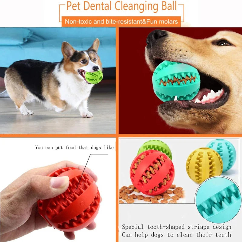 Dog Chew Ball Interactive Pet Toy Puppy Teething Cleaning Ball Food Treat Feeder Silicone Balls For Small Dogs Cats