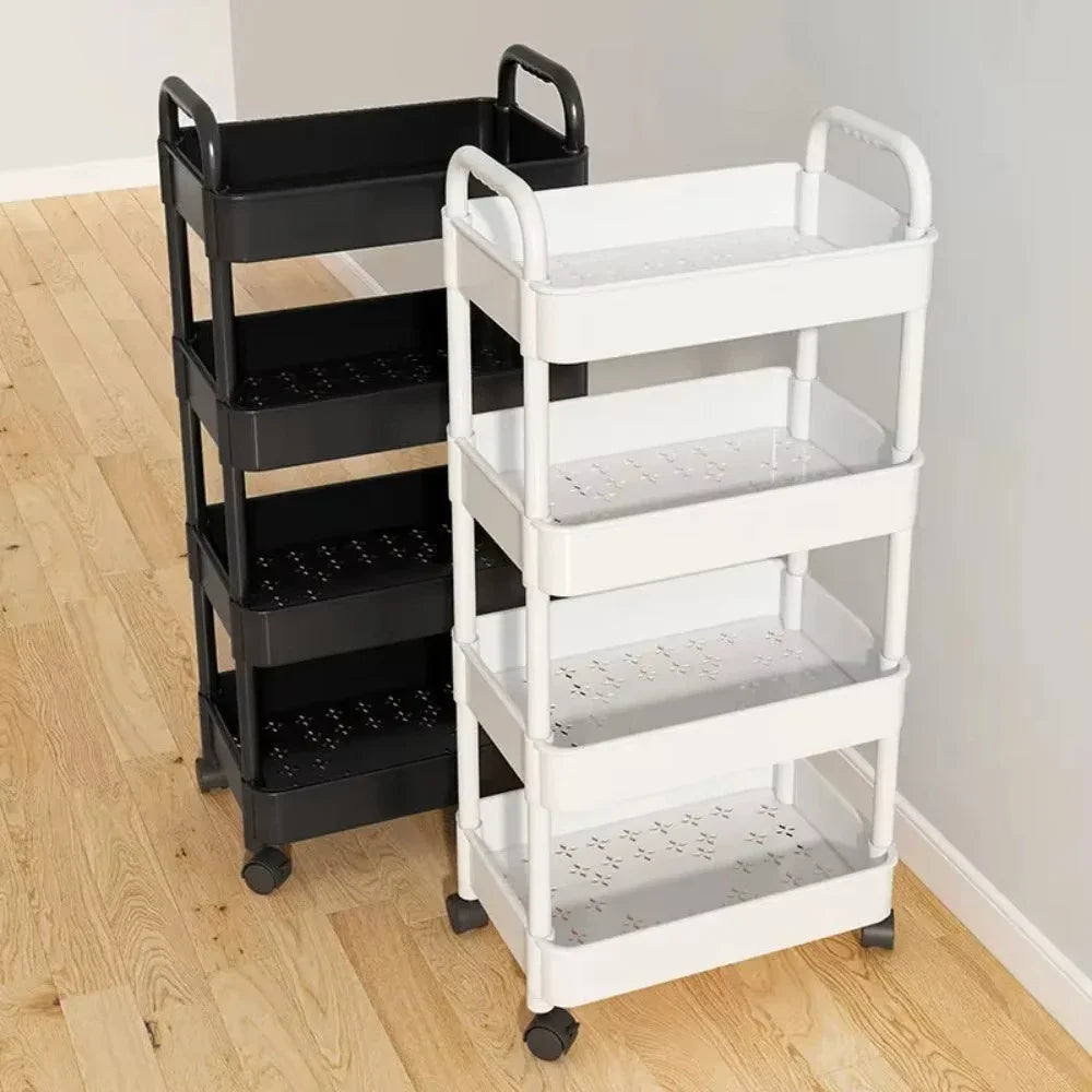 3/4Layer Trolley Organizer Mobile Bathroom Bathroom Storage Trolley Rack Household Kitchen Multifunctional Cart with Wheels
