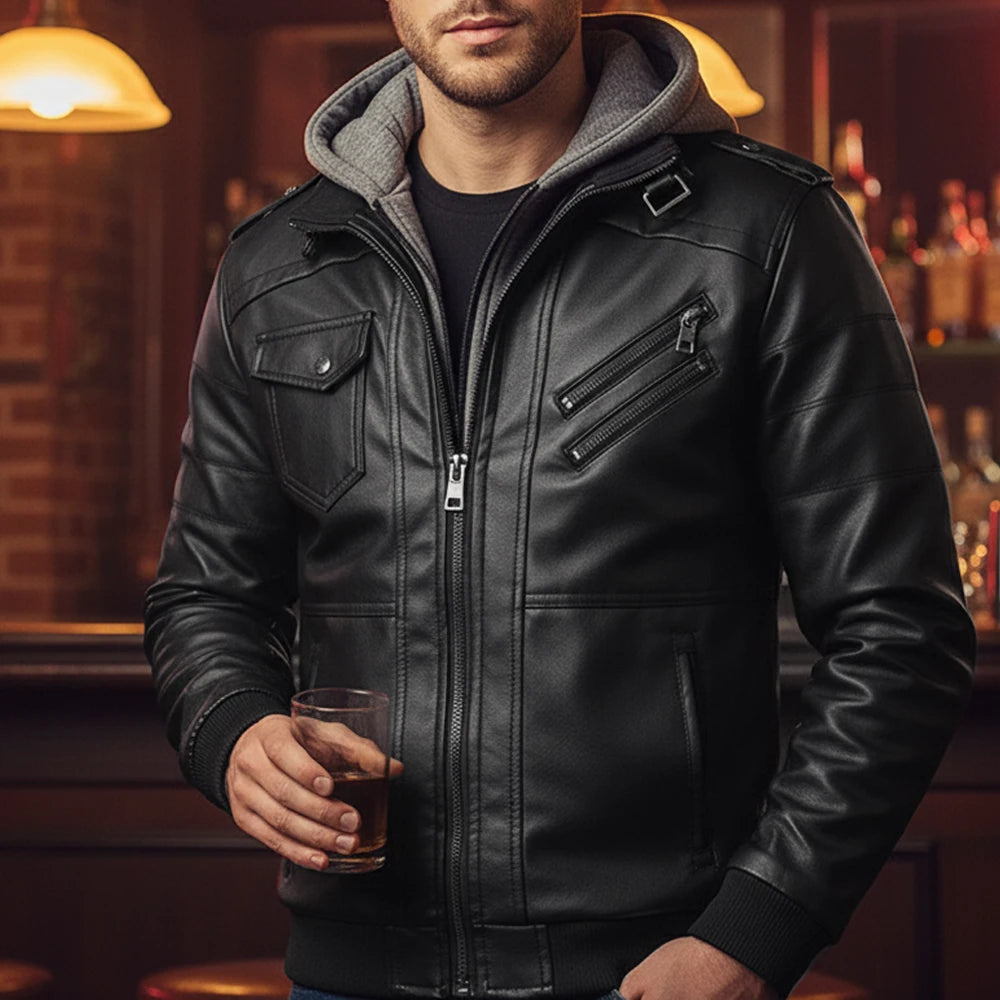 EU Size 5XL Men's Leather Jackets Autumn Casual Motorcycle PU Jacket Double Zipper Biker Leather Coats Brand Clothing