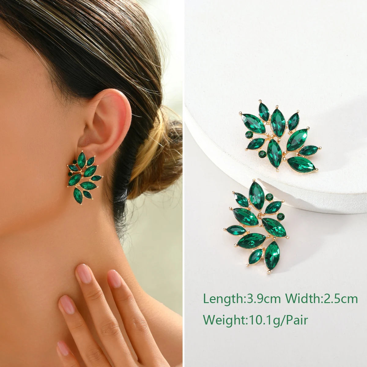 1 Pair Elegant Luxury Rhinestone Floral Earrings Women's Vintage Jewelry Party Prom Banquet Formal Accessories