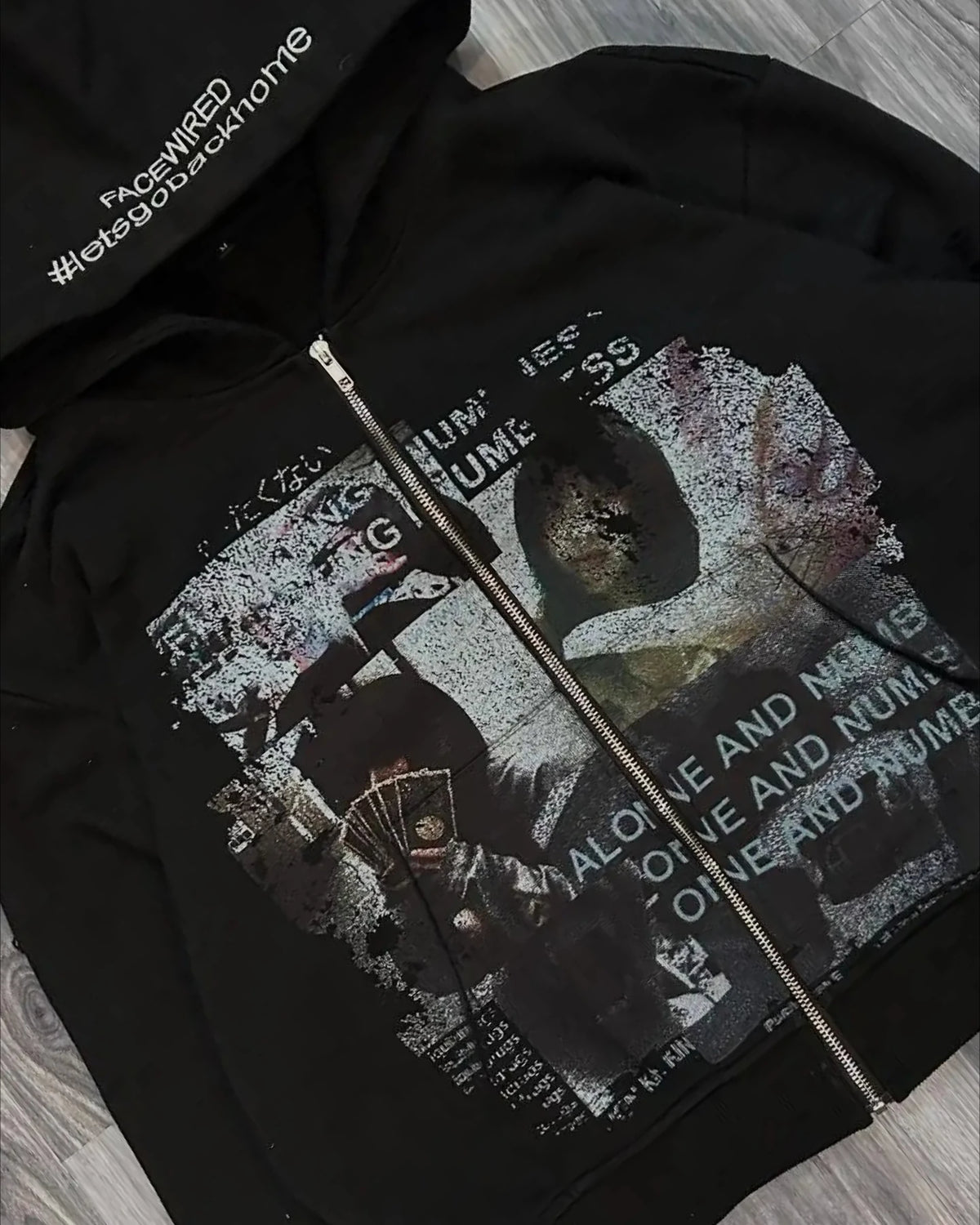 Harajuku Casual Letter Zip Oversized Hoodie Grunge Streetwear Gothic Sweatshirt Hoodies Women Tops Men Clothing Goth Y2k Clothes