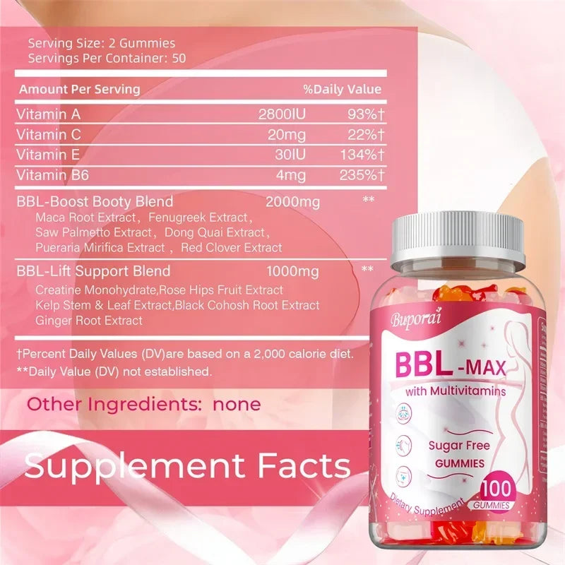 BBL -MAX Gummies - Helps Lift and Maintain Body Shape, Lifts and Tightens, Shapes The Buttocks