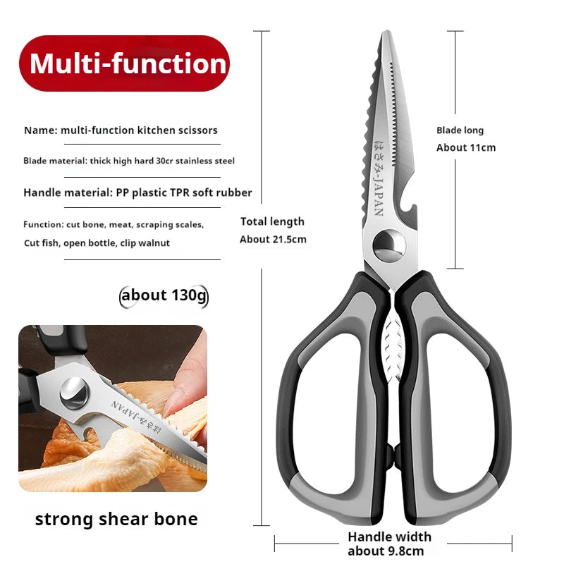 Stainless steel kitchen Scissors Black Titanium Chicken Bones Scissors Bottle Opener, Multifunctional Kitchen Tools