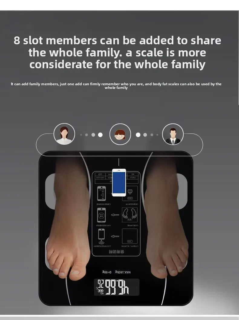 Rechargeable Smart Electronics Body Weighing & Fat Scale A Must-have Body Scale for Bathroom Home Gift for Weight Loss Exercises