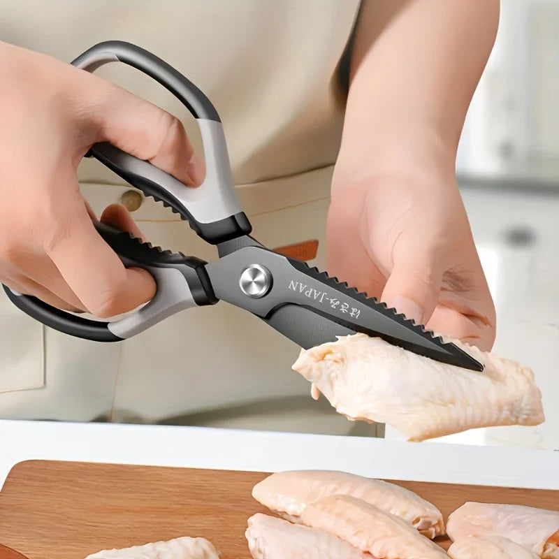 Stainless steel kitchen Scissors Black Titanium Chicken Bones Scissors Bottle Opener, Multifunctional Kitchen Tools