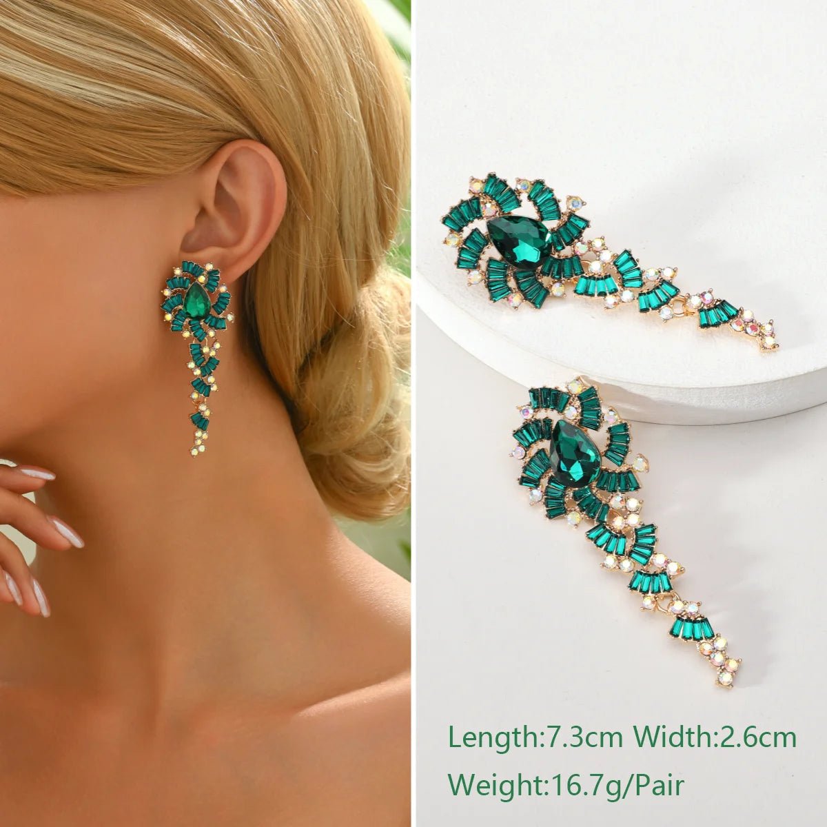 1 Pair Elegant Luxury Rhinestone Floral Earrings Women's Vintage Jewelry Party Prom Banquet Formal Accessories