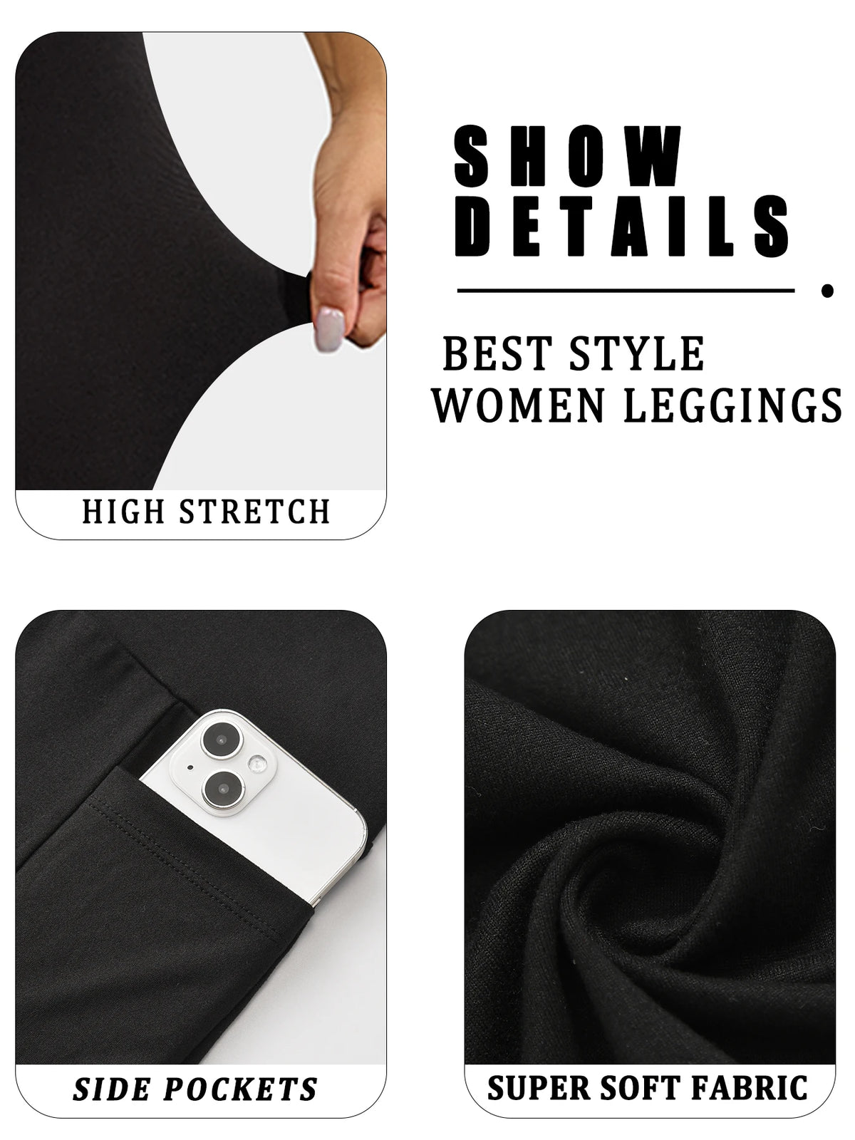 Women's Super Soft Leggings with Pockets, High Waisted Tummy Control for Yoga Workout and Casual Lounge Wear Comfort