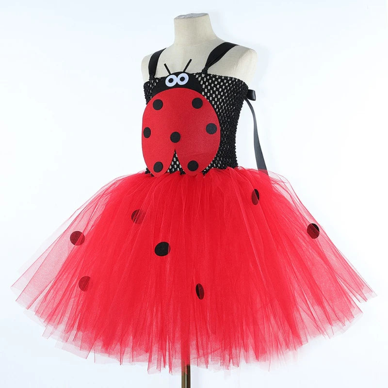 Girls for Halloween Birthday Party Dress Up Clothes Ladybug Costume  Toddler Kids Ladybird Lady Bug Tutu Dress with Beetle Wings