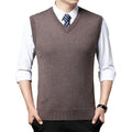 Men's Cashmere Sweater Casual Solid Color V-Neck Business Sweater Vest Warm and Comfortable Vest Autumn and Winter Pullover Top