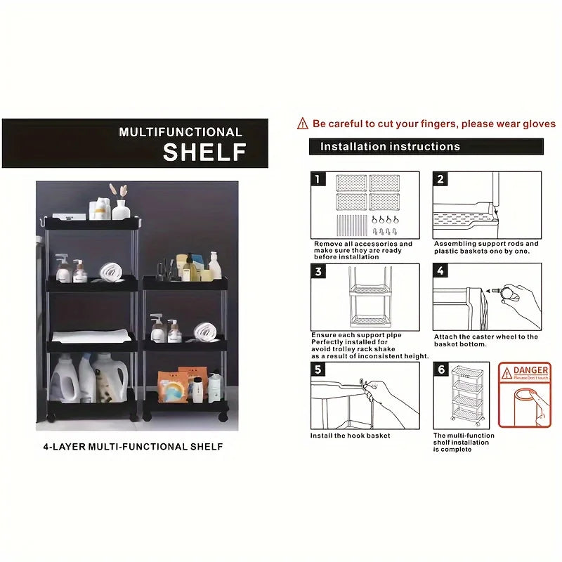 Versatile Multi-Tier Rolling Storage Cart - Perfect for Bathroom, Kitchen & Living Room Gaps