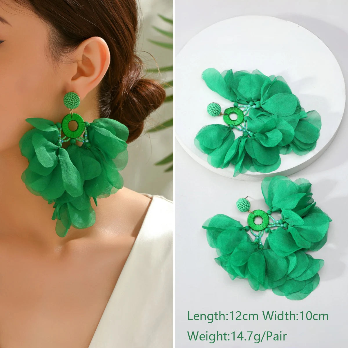 1 Pair Elegant Luxury Rhinestone Floral Earrings Women's Vintage Jewelry Party Prom Banquet Formal Accessories