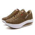 Ladies Casual Sports Shoes Breathable Comfortable Wedge Heel Thick Sole Sneakers Lace-up shoes
