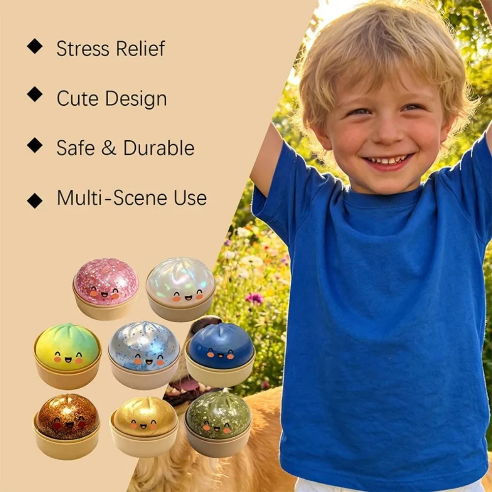Dumplings Glitter Dumpling Toy Cute Dumplings Squishiest With Steamer Box Stress & Anxiety Toys For Focus ADHD Population