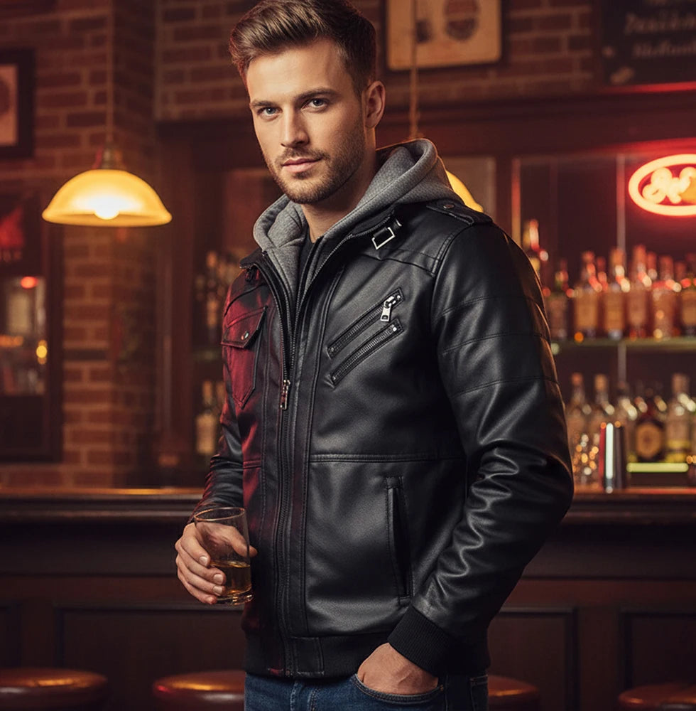 EU Size 5XL Men's Leather Jackets Autumn Casual Motorcycle PU Jacket Double Zipper Biker Leather Coats Brand Clothing